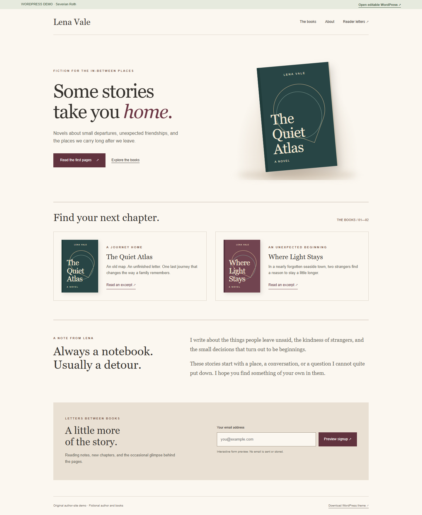Lena Vale — author website preview