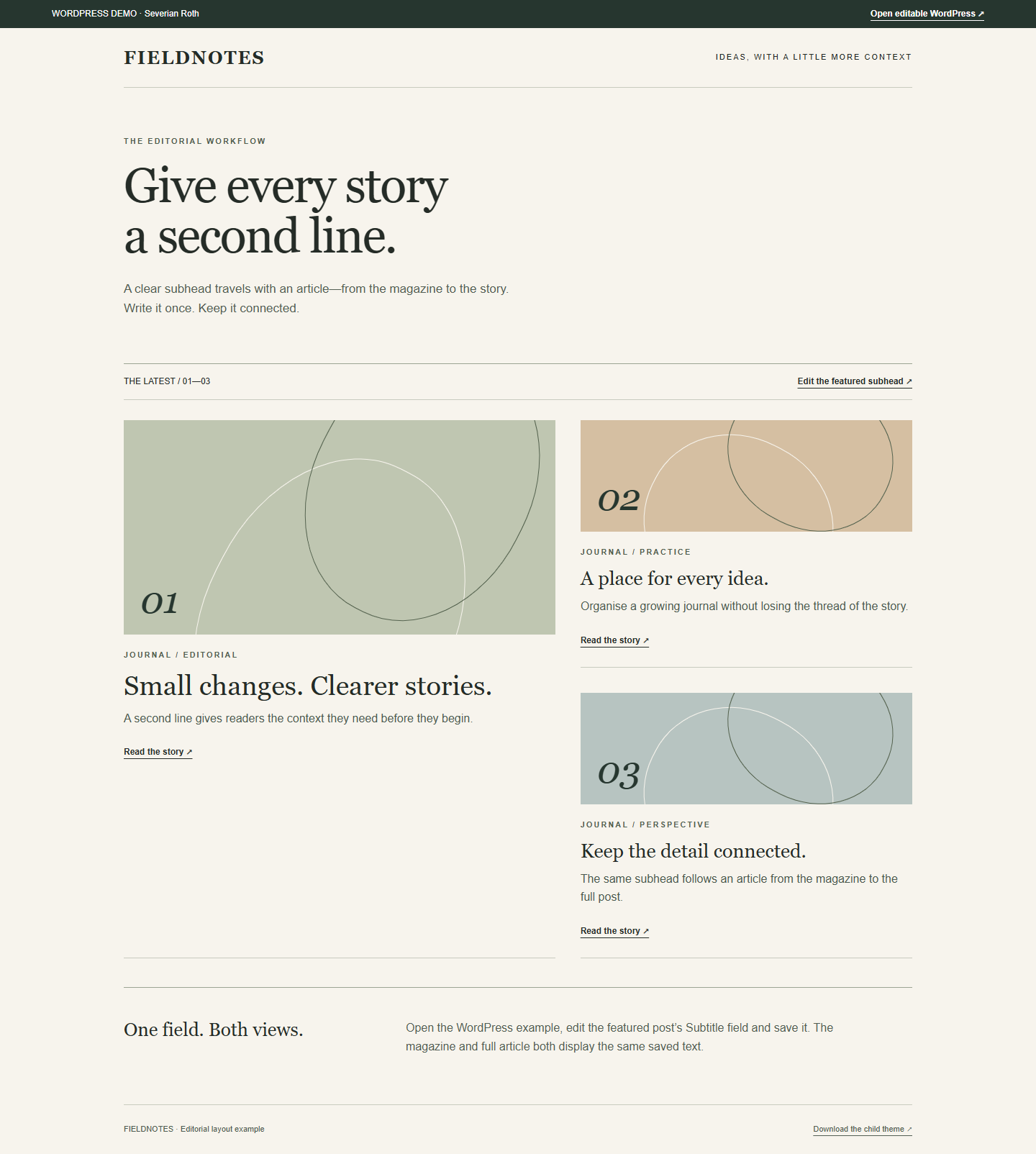 Fieldnotes — editorial subheads preview