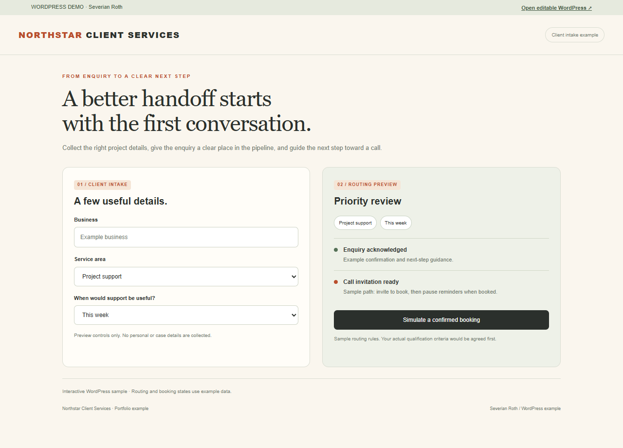 Northstar Client Services homepage preview