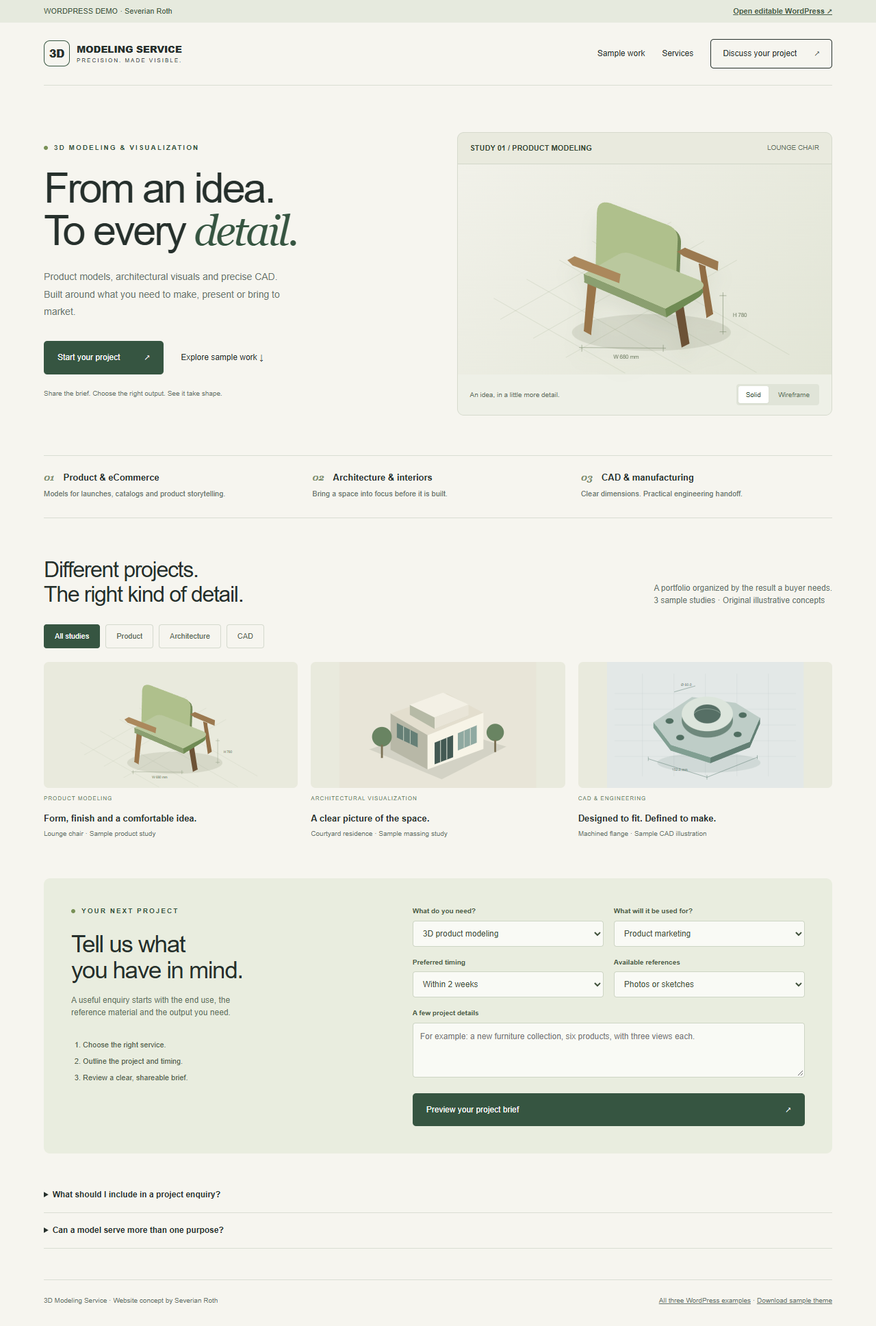 3D Modeling Service homepage preview